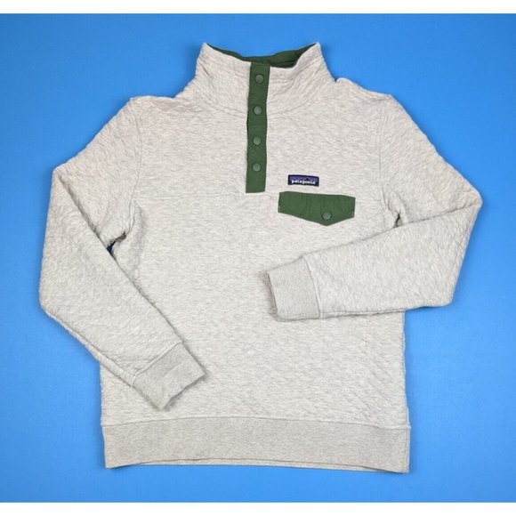 Patagonia Tops - Patagonia Organic Cotton Womens Snap-T Quilted Pullover Sweater Beige Small
